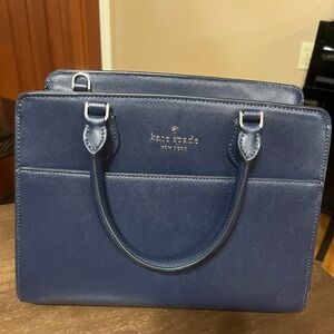 Navy blue Kate Spade tote. Stands alone. Like new